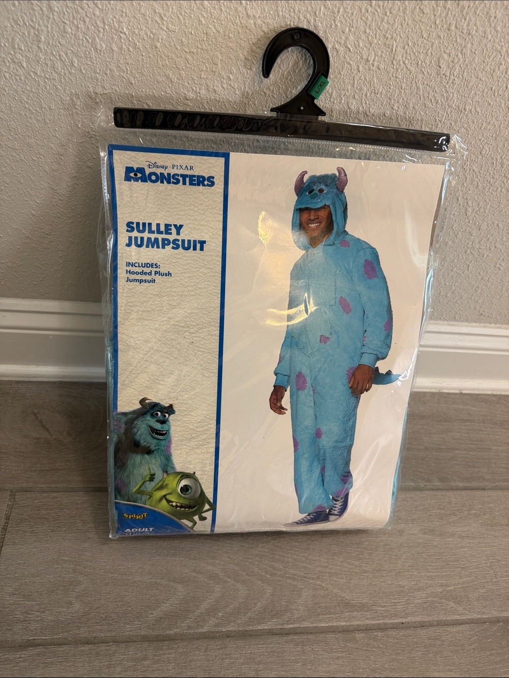 Disney Sulley Plush Hooded Jumpsuit Adult L/XL in Bright Blue with Purple Spots